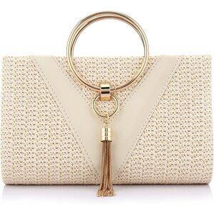 Versatile White Straw and PU Leather Crossbody Bag - Summer Fashion Must-Have